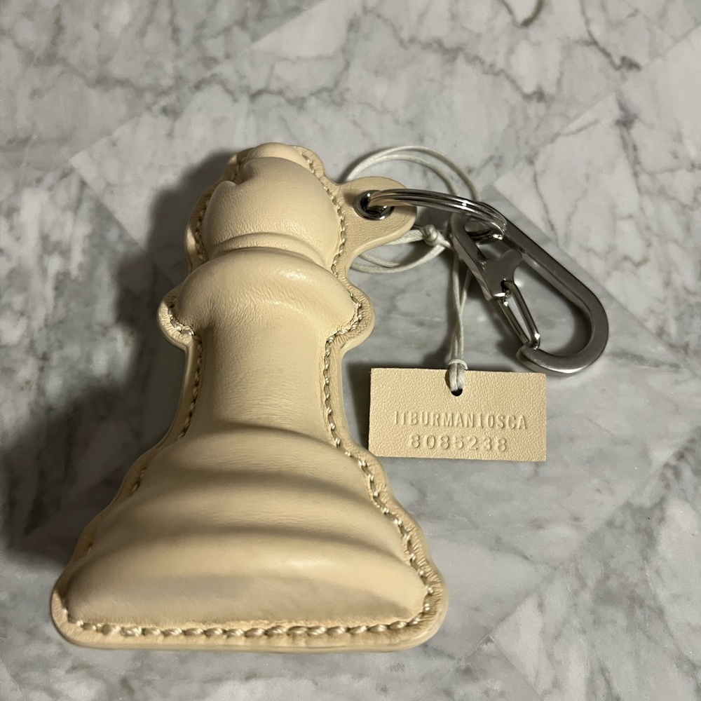 Burberry Beige Leather chess Keychain